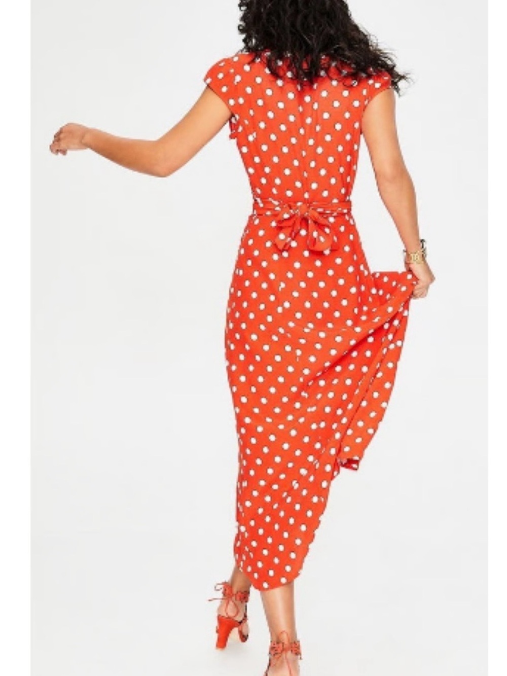 Boden Red Polka Dot Wrap High-Low Dress - Picture 4 of 7